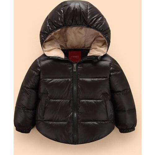 2018 Winter New Childrens Down Jacket Boys and Girls Hooded Jacket Coats Toddler Cotton Warm Casual Coat Outwear Baby Clothes