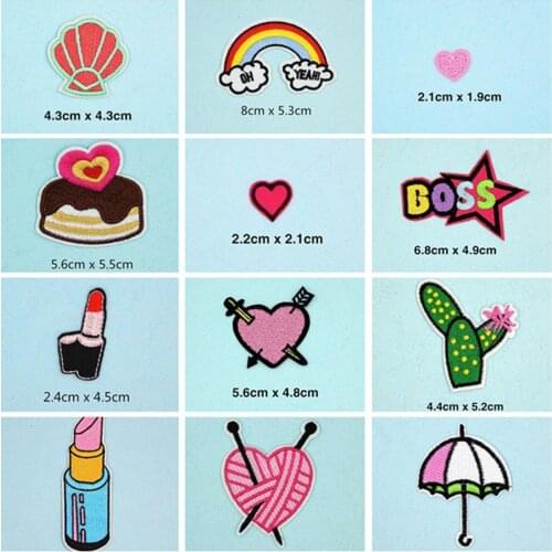 Heart Rainbow Cake Patches Cap Shoe Iron On Embroidered Appliques DIY Apparel Accessories Patch For Clothing Fabric Badges BU4