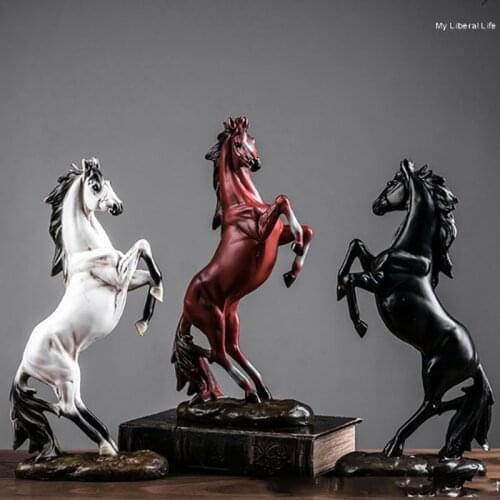 Lifelike Resin Crafts Horse Statuette Decoration Steed Figurine Desktop Ornaments Nordic Home Decor Animal Statue 35cm*16cm