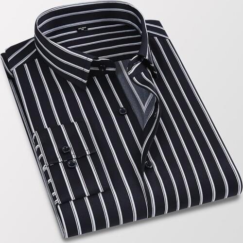 TFETTERS Spring Autumn Mens Dress Shirts Long Sleeve Oversized Striped Business Shirt Men Casual Shirts for Men Korean Clothes