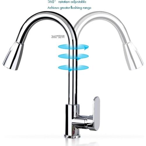 Single-Handle Kitchen Sink Faucet with Pull Down Sprayer, Dual Water Modes, Swivel 360 Degree Mixer Tap Kitchen Sink Faucet