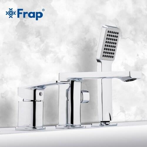 Frap Bathtub Faucet 3-piece Split Bath Tub Hot and Cold Water Mixer Single Handle Handheld Tub Mixer Taps Chrome Sink Tap F1146