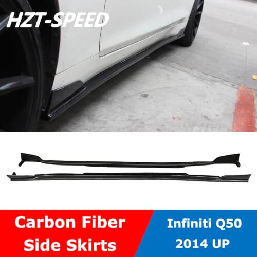 Carbon Fiber Auto Car Door Cover Side Skirts Lip Extensions For Infiniti Q50S Q50 Short Version 2014 UP