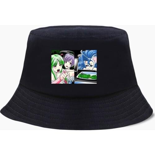 Japan Anime Girl Japanese Style Panama Bucket Hat Women Fishing Hats Bob Panamas Fisherman Cap Cotton Outdoor Sunscreen Caps