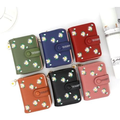 2021 Women Wallets Small Embroidery Leather Purse Women Ladies Card Bag For Women Clutch Women Female Purse Money Clip Wallet