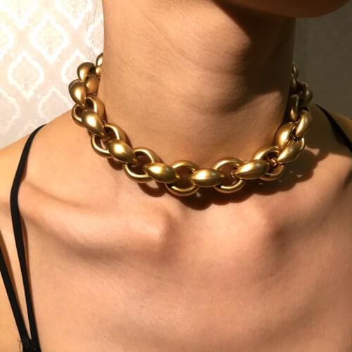 Flatfoosie Fashion Gold Color Double Round Circle Lasso Choker Necklace Collar Statement Necklace Clavicle Chain Women Jewelry
