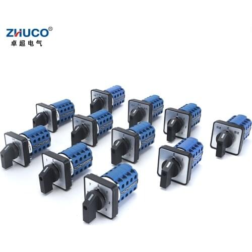 ZHUCO SZW26/LW26-20 4 Poles Sliver Contact 20A 660V 64X64 mm 48X48 mm Panel Power Knob Selection Cam Rotary Changeover Switch