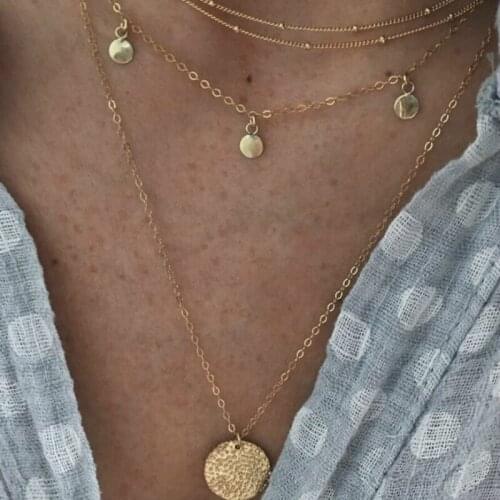 Gold Color Metal Round Pendant Necklace Female Tassel Necklaces for Women 2018 Fashion Jewelry Ladies Party Necklace Girls Gift