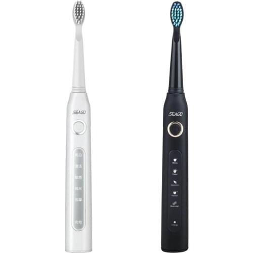 Seago USB Rechargeable Electric Toothbrush Adult Waterproof Deep Clean Teeth Brush With 2 Replacement Heads toothbrush