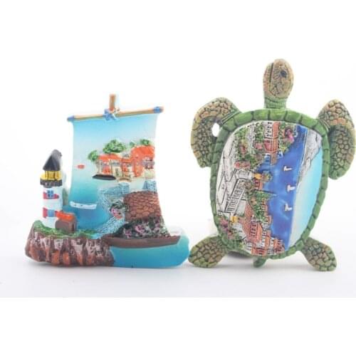 3Pcs New 3D Fashion Turtle Boat Shape Refrigerator Fridge Magnets Travel Scenery Souvenir Strong Magnetic Stickers Home supplies