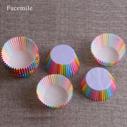 500Pcs Rainbow Color Cupcake Liner Baking Cup Cupcake Paper Muffin Cases Cake Box Cup Tray Cake Mold Decorating Tools 53065