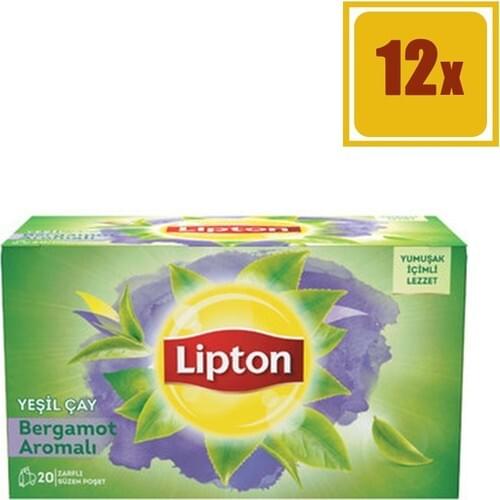 GREAT DRINK LipLipton Glass Bag Green Tea Bergamot Flavored 20 Pcs 40 gr 12 Pcs Set FREE SHİPPİNG