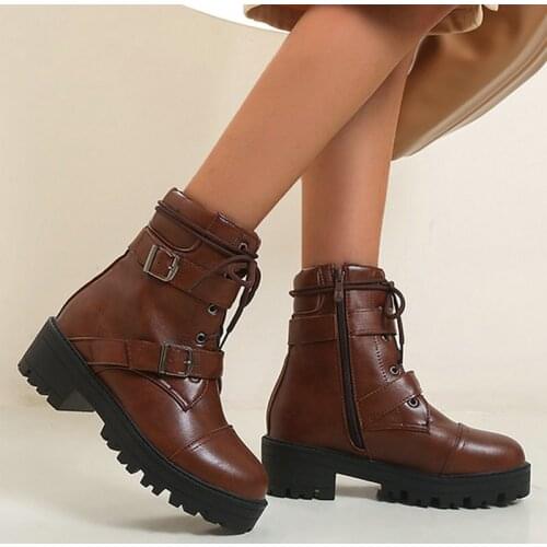 Retro British College Style Ankle Boots Women Fashion Lace-up Zipper Round Toe Autumn Winter Boots comfy All-Match Low Heel Shoe