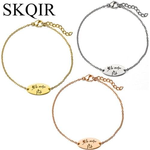 Fashion A la mejor Profe Bracelet Engraved One Best Teacher Bangle Women Jewelry Student Love Teachers' Day Gift
