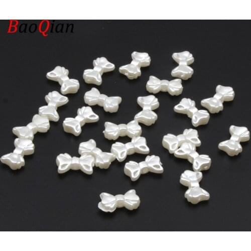 50PCS Bow Shape Imitation Pearl Beads DIY Acrylic Material Handmade Creative Bracelet Jewelry Accessories 9x15mm