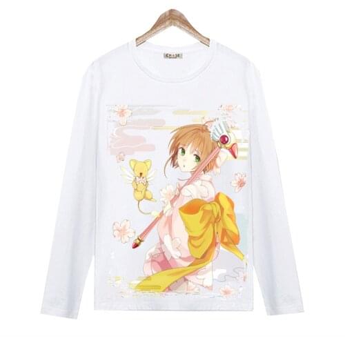 Card Captor Sakura Cartoon Spring Autumn New Long Sleeve O-Neck T Shirt Cardcaptor Sakura COS Clothing Tee Tops