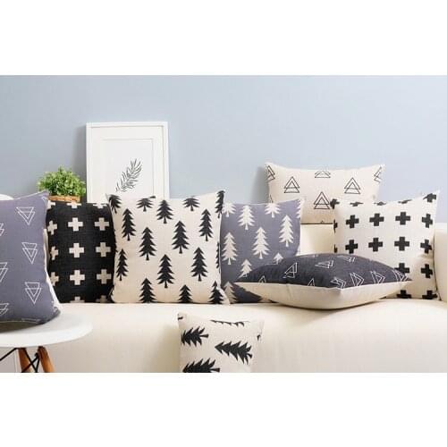 Scandinavian home decoration Cushion Cover Home Decor Throw Pillowcase Geometric Decorative Pillows Black White Linen Cushions