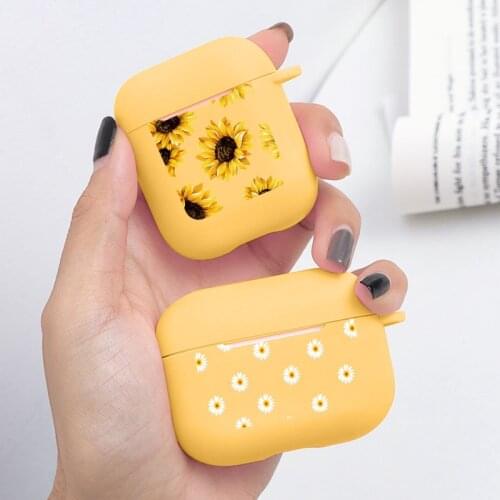 For Air Pods Pro 3 Case Florals Yellow TPU Matte Wireless Charging Earphone Sunflower Cases For Apple Airpods 2 1 Cover Funda