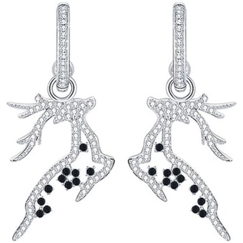 Black Awn 2020 New Authentic 100% 925 Sterling Silver Earring Spinel Anniversary Elk Drop Earrings for Women Fine Jewelry I130