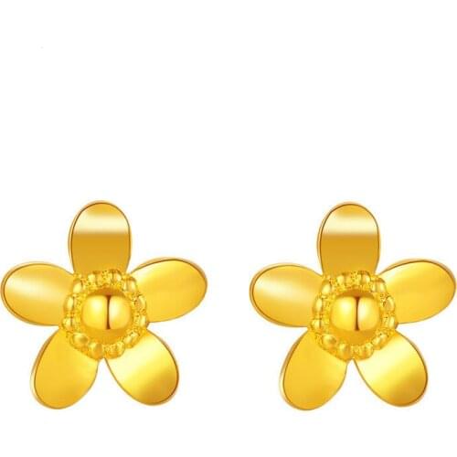 PURE 999 YELLOW GOLD FLOWER STUD EARRINGS 2.11G
