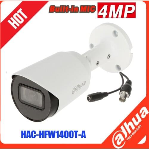 Dahua international version 4MP HDCVI PoC Bullet Camera HAC-HFW1400T-A Built-in mic smart IR analog camera surveillance camera
