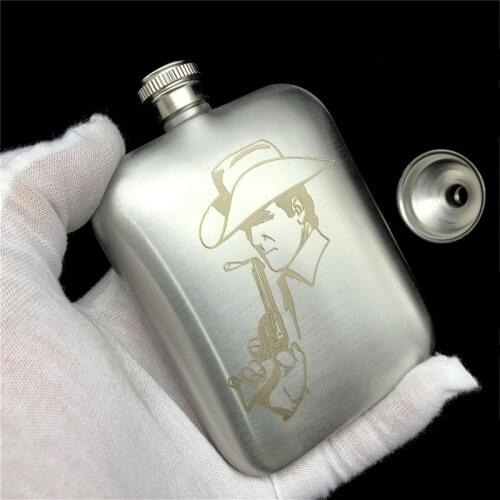 304 Stainless Steel Hip Flask Cowboys 6 OZ 170ML Food Grade Flask for Alcohol Vodka Whisky Liquor Outdoor Hiking Wine Bottle