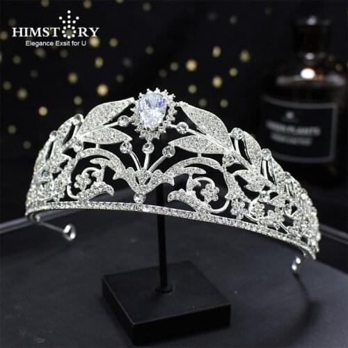 HIMSTORY New Wedding Crown For Bride Headpiece Cubic Tiara Fashion European Princess Headpiece Rhinestone Hair Accessories