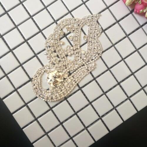 Rhinestone Strass Crystal Patch Motif Rose DIY Crystals Patch Bridal Applique Sewing Appliques For Wedding Dress