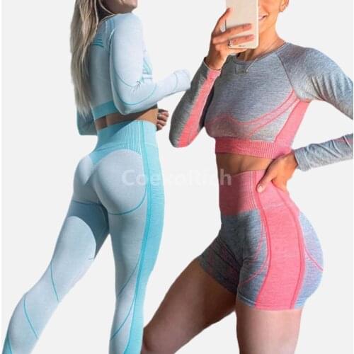 2021 Women Leggings for Fitness Gym Shorts Yoga Shirt Seamless Crop Top High Waist Legging Sport Running Tights Workout Clothes