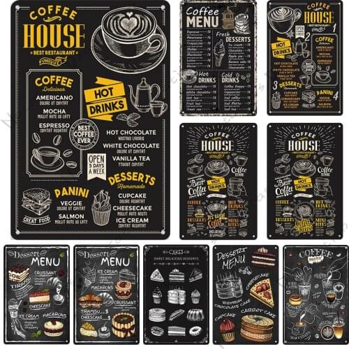 Coffee Metal Tin Sign Rusty Vintage Poster Metal Plaque Home Bar Club Cafe Wall Decor Signs Industrial Decoration Wall Plate