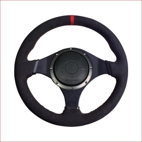 MEWANT Black Suede Red Marker Steering Wheel Cover for Mitsubishi Lancer Evolution 8 VIII Lancer Evolution 9 IX