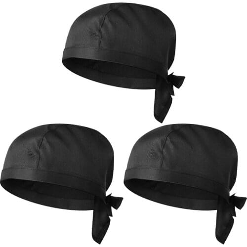 3Pcs Fashion Chef Hats Kitchen Catering Skull Chef Caps Turbans Chef Hat Headdress Hat Men And Women Waiters Floating Hat Sea