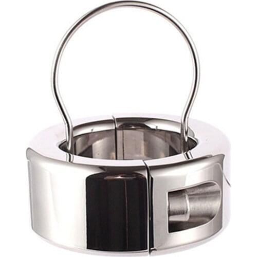 Male Chasity Stainless Steel Cock Rings Bdsm Scrotum Bondage Pendant Weight Ring Ball Stretcher Metal Penis Ring Penis Extender