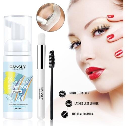 50ml Eyelash Extensions Brush Shampoo Kit Eyelash Extension Glue Eye Lash Cleaning Foam Pump Design No Stimulation Makeup Clean