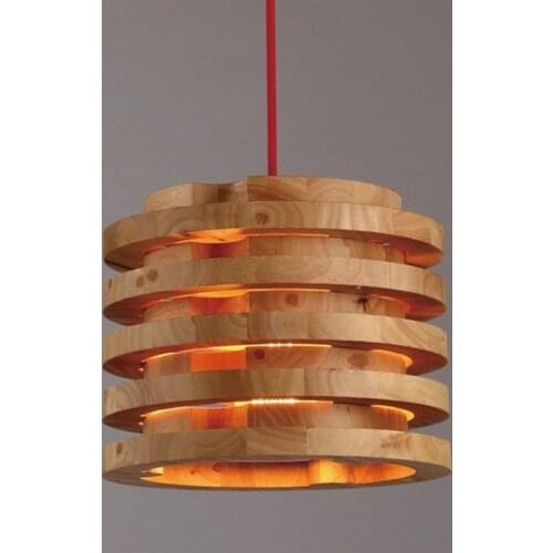 Nordic Retro Solid Wood LED Pendant Lamp Creative Designer Luminaire Suspension Pendant Light Home Decor for Living Dining Room