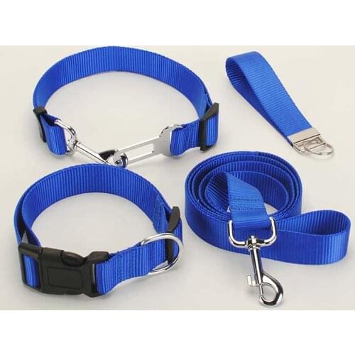 New single sell Dog Leash, Dog Collar, Safety Belt,Key Fob ,1 inch width blue Solid color for nylon belt