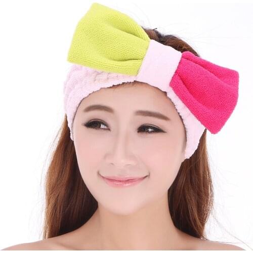 Girls Hairbands Double super large two-color bow Bath hairband Tenfolds cosmetic headband mask toe cap covering Headwear Towel