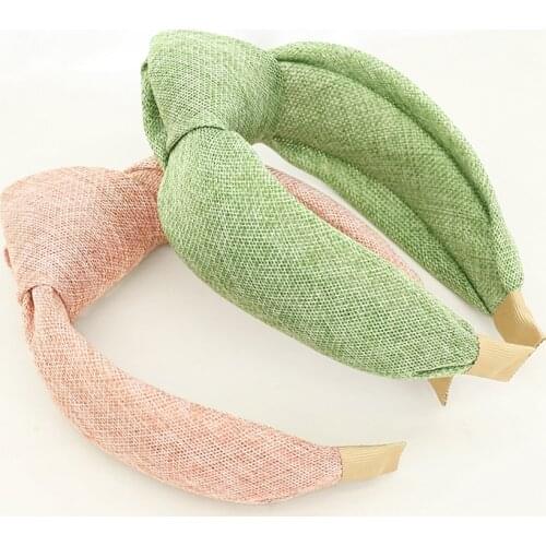 Ободо Women Girls Faux Straw Cross Knot Hairband Bezel Headband Hair Accessories For Women Girls Fashion Hair Band Headwear