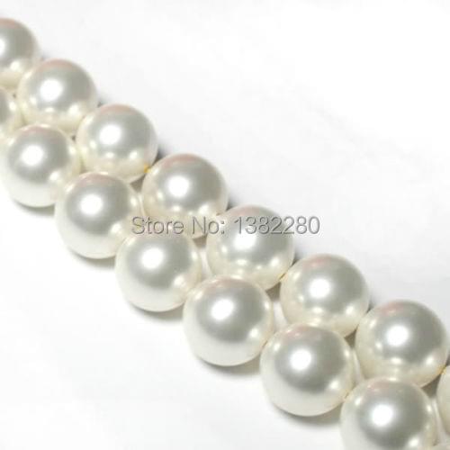 ! Wholesale 10mm White South Sea Shell Pearl Loose Beads 15'' 2piece/lot fashion jewelry JT5717