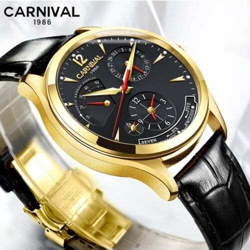 Original CARNIVAL Fashion Men Watch Top brand Multifunction Automatic Watch Men Calendar Waterproof Luminous Mechanical watches