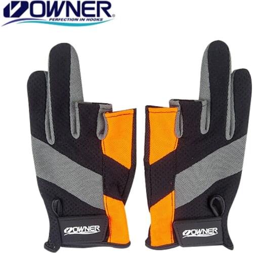 Japans OWNER Fishing Gloves three fingers Breathable Moisture Wicking Anti-slip Wear-resistant Plastic Fabric
