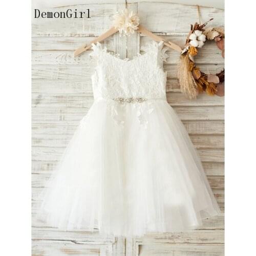 Baby Girls White Baptism Dress Newborn Princess Birthday Wear Toddler Christening Gown Kids Dresses for Girls 9M-14Y