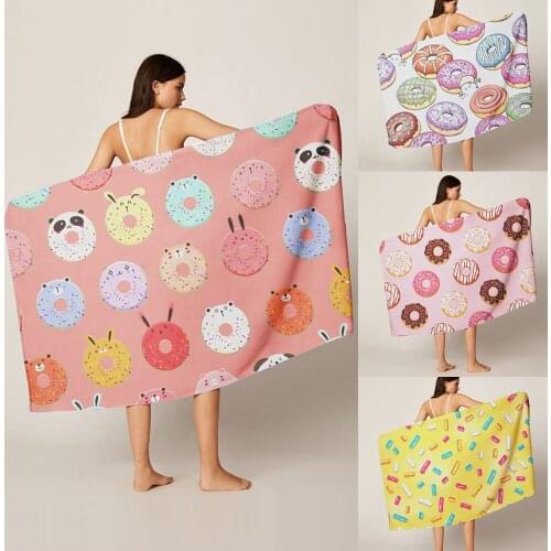 Donuts Microfiber Beach Towel Large Gym Sport Swimming Pool Towel Women 70x140 Big Surf Fashion Yoga Blanket Summer Robe Mat