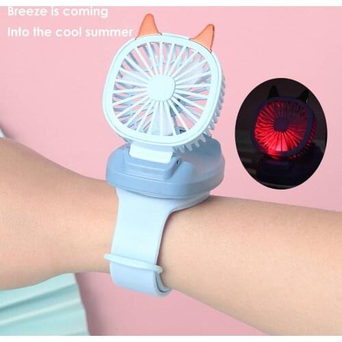 Portable Mini Watch Fan USB Charging Air Cooling Fan Removable Desktop Fan With Colorful lights For Student Kids Gifts For Home