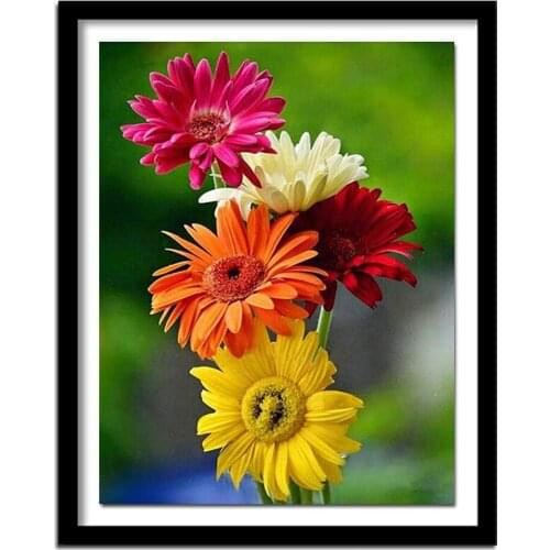 Five Colored Flowers Diamond Painting Cross Stitch Kit DIY Diamond Embroidery Rhinestone 5D Round Full Diamond Home Decor CJ64