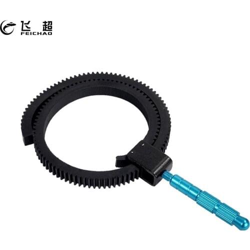Rubber Zoom Lens Follow Focus Gear Ring Belt Adjustable 49mm to 82mm w Aluminum Alloy Handle Grip for SLR DSLR Camera Camcorder