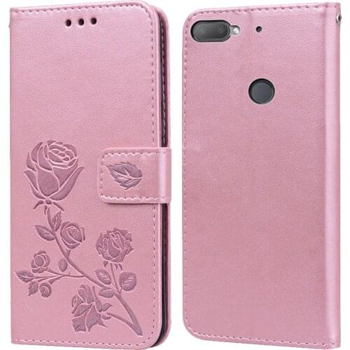 Luxury Leather Flip Book Case for HTC Desire 12S 12 Plus Rose Flower Wallet Stand Case Phone Cover Bag coque