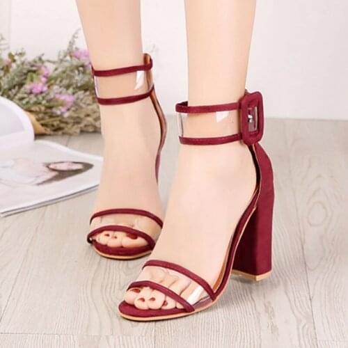 Women shoes heels sandals fashion outdoor buckle crystal sandals ladies Lightweight Breathable summer high heels Large size42 43