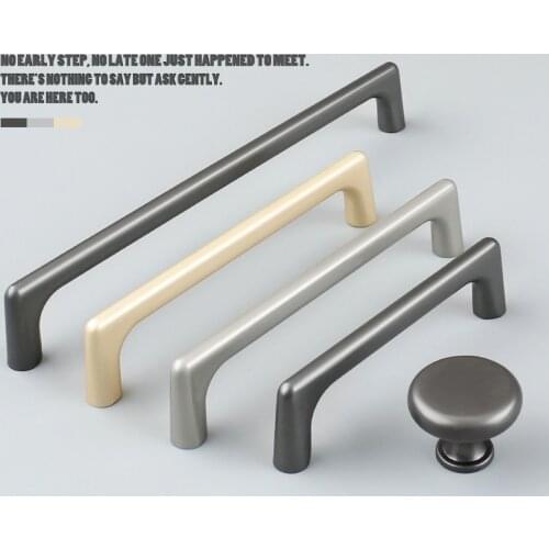 Nordic Modern Pearl Grey Kitchen Cabinet Door Handle Wardrobe Drawer Knob Brushed Copper Furniture Home Decoration