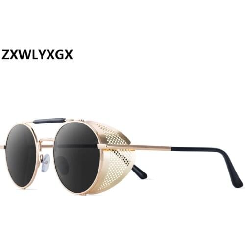 Retro Round Metal Sunglasses Steampunk Men Women Trend Brand Designer Vintage Sun Glasses Oculos De Sol Shades UV Protection